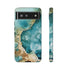 Aquamarine inspired Geode in Watercolor - Impact Resistant Phone Case Google Pixel 6 Glossy